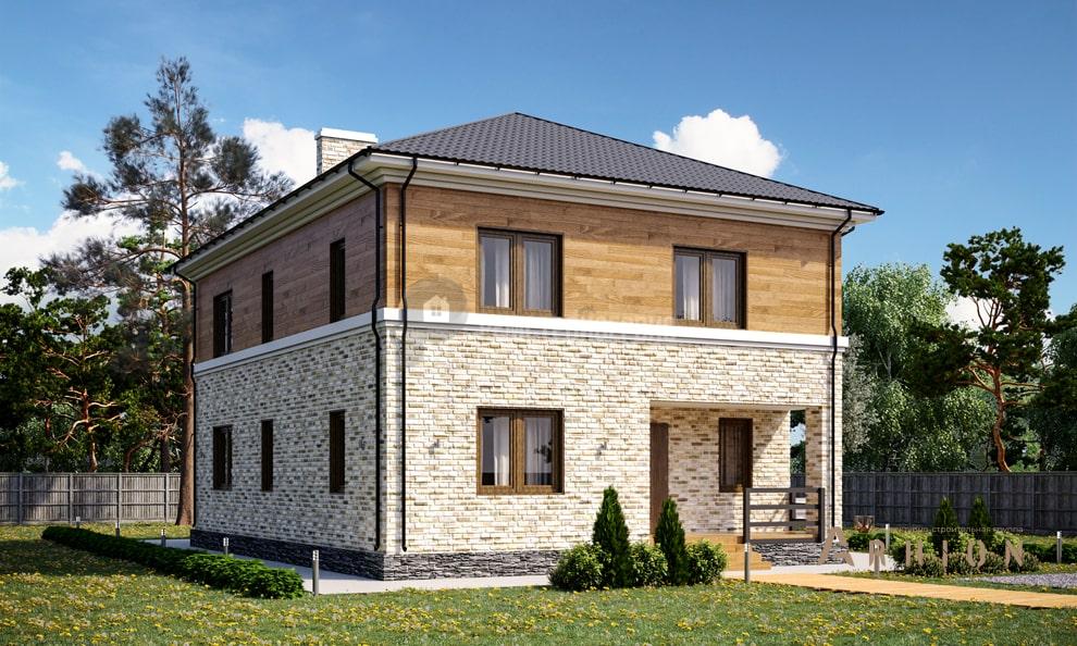 2. Проект двухэтажного дома в современном стиле с четырехскатной, t-42-01, площадью - 204 кв c терассой